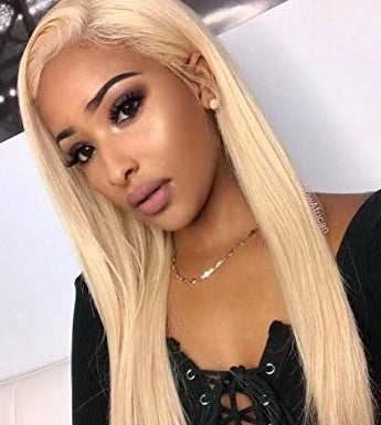 straight platinum blonde #613 hair bundles closure frontal