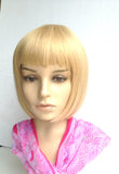 Cheap wig blonde with bang hort length synthetic
