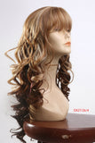 Cheap curly ombre wig long layered with bang