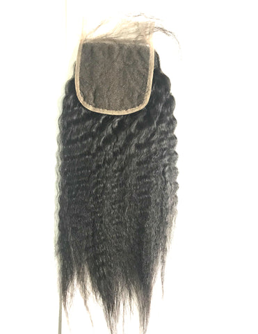 14"-16" Top Closure Yaki/Kinky Straight Blowout Premium Virgin Remy Hair