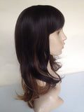 Off black brown ombre wig with side swept bang