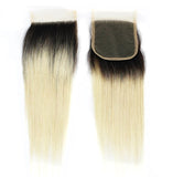 10" 4x4 Closure Ombre Natural Black to Blonde (1B/613) Straight