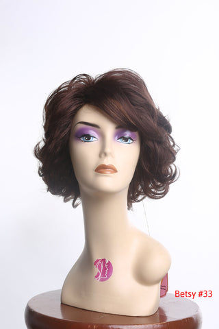 Red short curled wig with layers