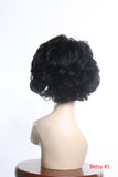 Curled cheap wig tousled black short bangs