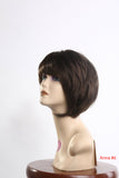 Cheap wig with bang short length chestnut brown high quality