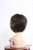Cheap short wig brown straight with bangs layered