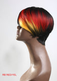 Cheap wig black yellow red ombre