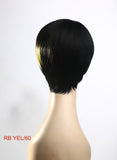 Ombre short wig cheap black grey color block