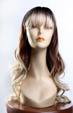 Wig Long Curly Ombre Brown/Honey Blonde/Platinum Blonde 4T/27/613 Fire Flame Retardant Kanekalon Hair Fiber