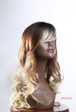 Blonde brown ombre two toned wig long