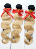 Premium Virgin Hair Ombre Natural Color to Blonde Bodywave Bundles (1B/613) 12"-20""