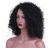 kinky curly wig off black natural look mid length