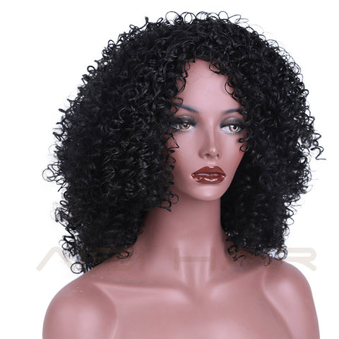cheap wig off black culry natural look mid length
