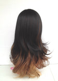 Ombre wig cheap wavy midlength black brown