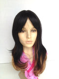 cheap wig dark brown blonde ombre highlights mid length