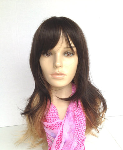 Ombre cheap wigs with layers brown