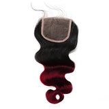 Ombre black to vibrant red hair closure body wave