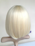 bleach blonde bob wig cheap short with full bang