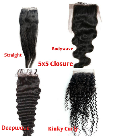 14"-22" HD Lace Top Closure 5"x5" Free Parting Premium Virgin Remy Hair