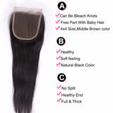 silky straight top lace closure 4 x 4